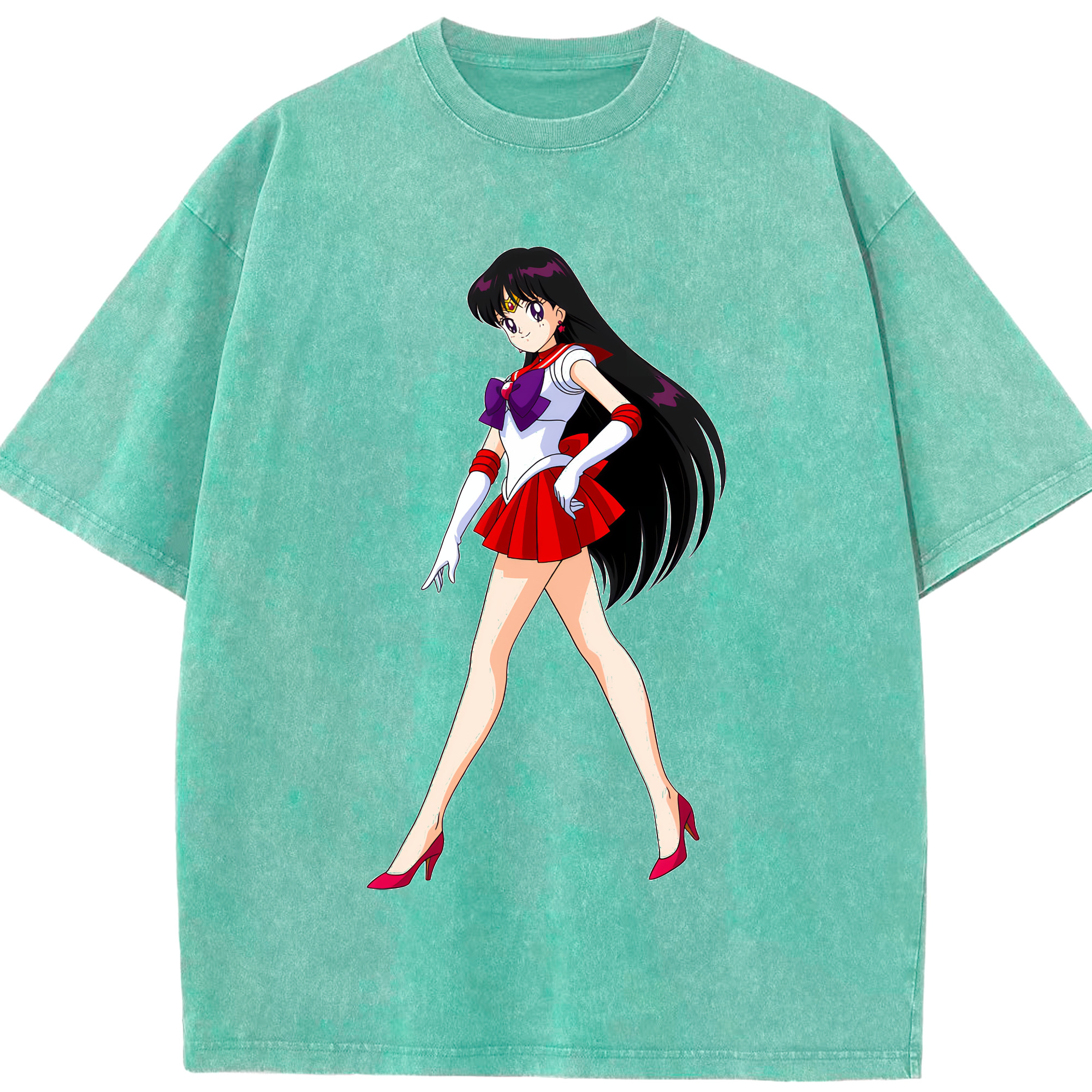 （画像用） 美少女戦士セーラームーン 火野レイ ひの レイ Sailor Moon Hino Rei （セーラーマーズ,Sailor Mars） 綿100% ヴィンテージ風 半袖Tシャツ（フロントプリント）